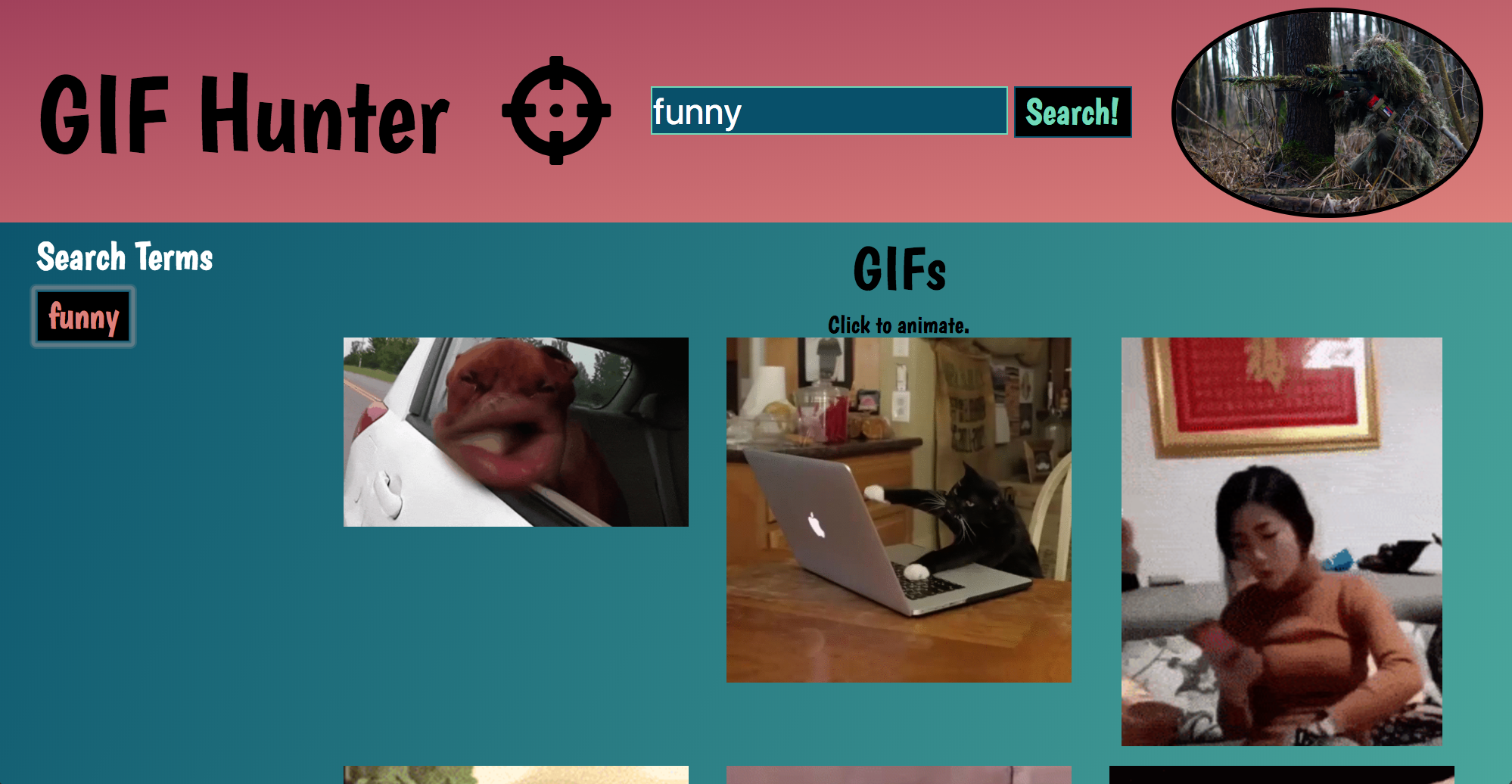 Screenshot of GIFHunter app