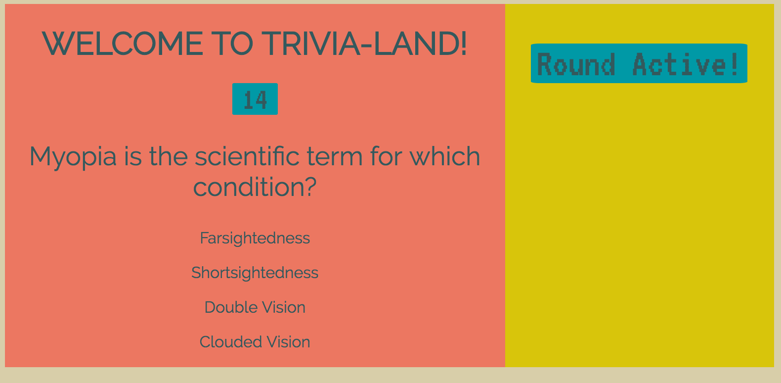 Screenshot of the TriviaQuiz app